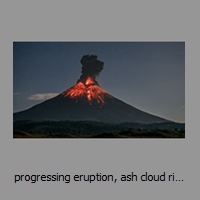 progressing eruption, ash cloud rising